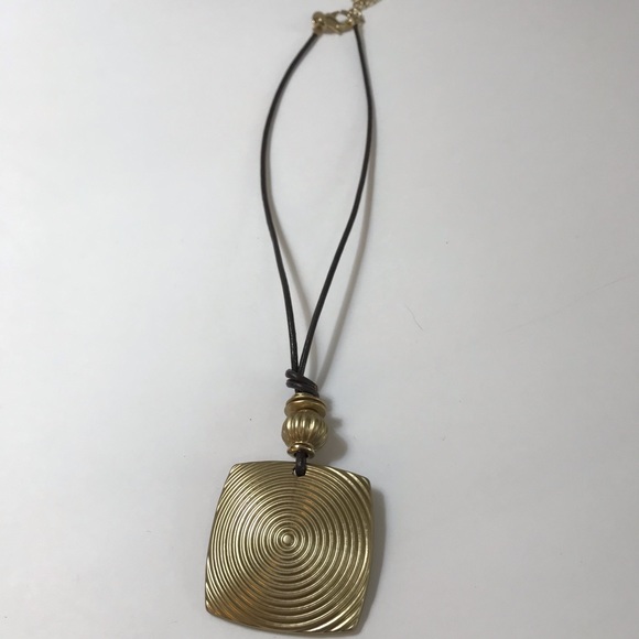 Chico’s Brown Leather and Gold Accent Necklace - Picture 5 of 8